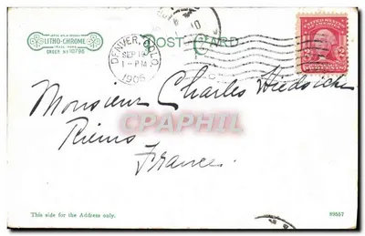 Entrada da 18ª Rua, City Park, Denver, Col. — Litho-Chrome, n°10796 — Verso