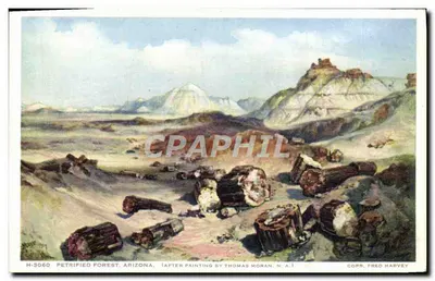 Petrified Forest, Arizona — após a pintura de Thomas Moran, N.A. — Fred Harvey, n° H-3060