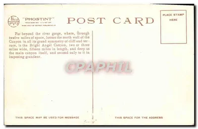 Uitzicht vanaf punt Yavapai — Grand Canyon National Park, Arizona — Detroit Photographic Co. n°7427 — Achterkant