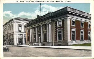 Posto de Correios e Edifício Buckingham, Waterbury, Conn. — vista arquitetônica — M&B