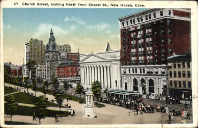 Church Street, olhando para o norte a partir de Chapel St., New Haven, Conn. — 1771 — M.B. Publishing Co.