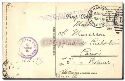 York Street — New Haven, Conn. — E. J. & J. B. HALE, No. 288 — Verso