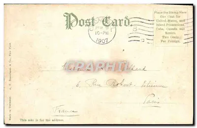 Union Stock Yards, Chicago, Ill. — vista aérea dos recintos com vacas — editor A. C. Rosselman & Co., n° 1715 — Verso