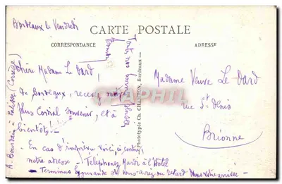 Bordeaux — O Grande Teatro — Feira Colonial — Phototypie Ch. Chanton — Verso