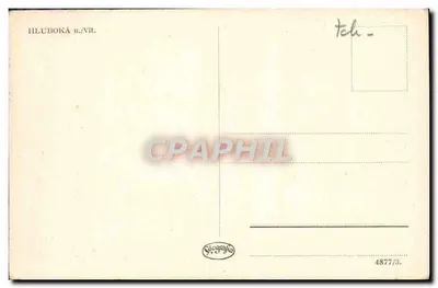 Zamek na wzgórzu — widok z Hluboká n./Vit. — wydawca Biografika, nr 4877/3 — Rewers
