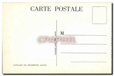 Fanfarra de Chasseurs Alpins — montanhas em segundo plano — Georges Lang, Paris — Verso