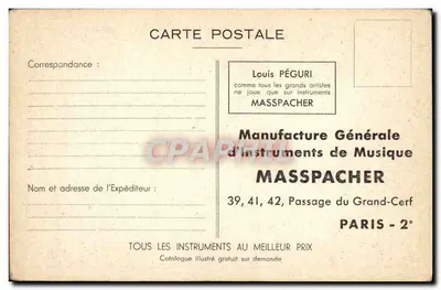 Orchestre Louis Péguri du Quasimodo — Instruments Masspacher — Éditeur : Masspacher — Verso