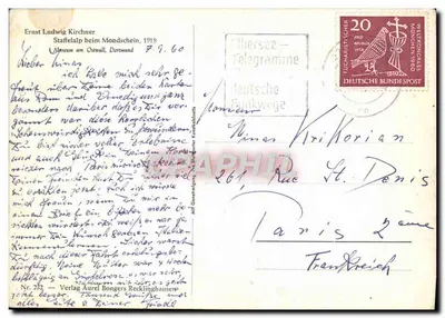Pejzaż z księżycem — Staffelalp, 1960 — Verlag Aurel Bongers Recklinghausen — Rewers