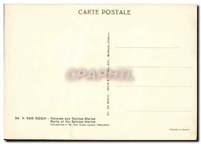 Bootjes bij de Saintes-Maries — Collectie V. W. Van Gogh — uitg. Braun & Cie, Mulhouse — Achterkant