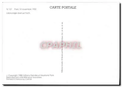 Labourage na Avenida Foch — Paris — Edições Gendre et Keystone — Verso