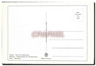 Porto de pesca no Oslofjord — Noruega — Editor B. Oppi A/S, n°8/69 — Verso