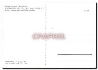 Busto de mulher — 1959 — Verlag Gebr. Mann, Berlim, n° 324 — Verso