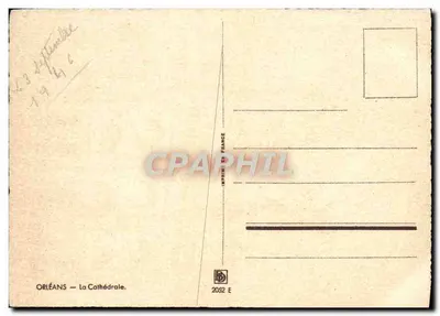 Orléans — A Catedral — Imprimerie France, n° 2052 E — Verso