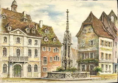 Altkirch - O Hotel de Ville e a Fonte Velha — M. Barré & J. Doyez, n° 635
