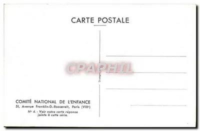 Lémurio adulto e jovem — sobre galho — Comité National de l'Enfance, n° 4 — Verso