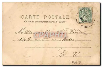 Komische Szene mit einem Mann in Richterkleidung und einem Mädchen — A.N., Paris — R.P.I. — Rückseite