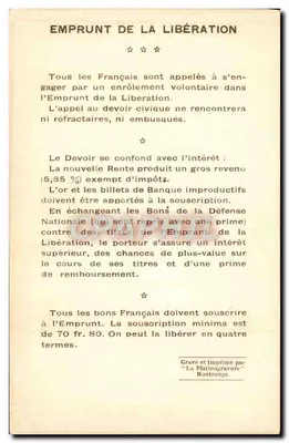 Gai Curières de Castelnau — Commandant d'Armée (Bataille de la Marne, 1914) — Gravé et Imprimé par 'La Platinogravure' Montrouge — Verso