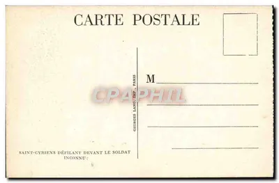 Soldati di Saint-Cyr in parata davanti al Soldato Sconosciuto — Parigi — Georges Lang, editore — Verso