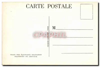 Pociąg dla załóg wojskowych — Transport koni — Georges Lang, IMP., Paris — Rewers