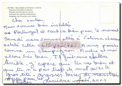 Fátima — Pamiątka Franciszka i Jacinty — n°76 — Rewers