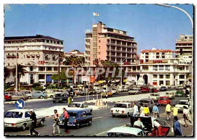 Place du Casino à Casablanca — vue urbaine avec hôtels Palácio, Cibra et Paris — éditeur Portugal Turístico