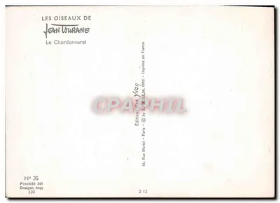 Vogel — Goldfinch (Carduelis carduelis) — Jean Tournane, n° 35 — Achterkant