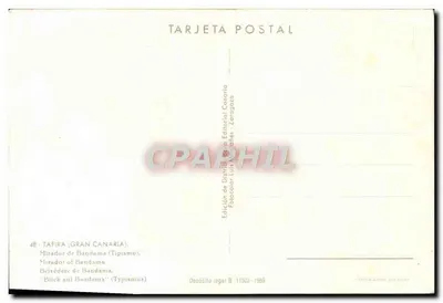 Mirador de Bandama — Tafira (Grande Canarie) — Wydawnictwo Dystrybucyjne Luis A. González - Zaragoza — Rewers