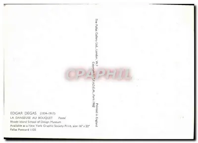Tancerka z bukietem — Edgar Degas (1834-1917) — Pallas Postcard 1105 — Rewers