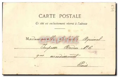 Pierrot père de famille — scène de famille en costume de Pierrot et Columbine, éditeur Phototypie A. Bergeret et Cie, Nancy, n°9 — Rewers