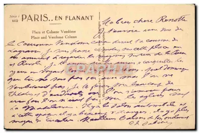Paris — Place Vendôme und Vendôme-Säule — Éditions Yvon, Serie 6, n° 102 — Rückseite