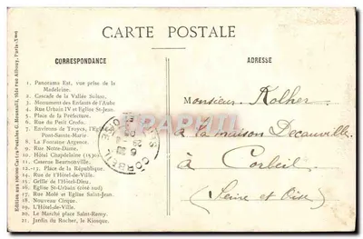 Troyes — Souvenir de Troyes — Wydanie w 100 000 kartkach pocztowych G. Moussetti, Paryż (Xme) — Rewers