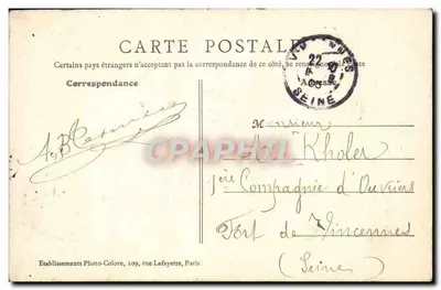 Corbèlil — Vista tirada do Ponte — Quai de Pêcherie — B. J. C., Paris — Verso