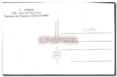 Tomba dell'Imperatore DONG-KHANH — Hué, Piazza di Thua-Thian — Stampa in Francia dall'Agence des Colonies — Verso