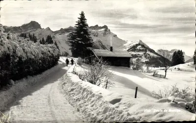 Dentes de Morcles — vista invernal com cabana e trilha — Edição Photo-Territet, n°2703