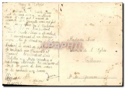 Bilhete postal antigo Boa Festa Criança Gato — Verso