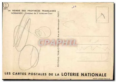 Stara pocztówka Normandie Kostiumy z St Valery en Caux Folklore — Rewers
