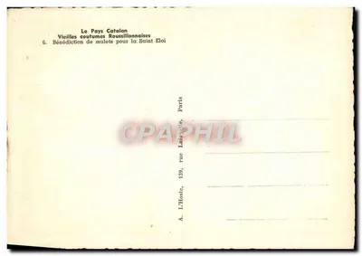 Bênção de mules para a Santa Eloi — O País Catalão — A. L'Hostic, Paris — Verso