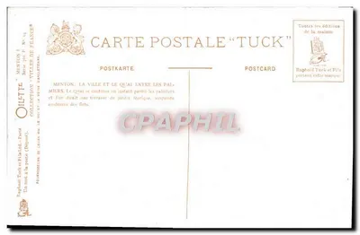 Menton - De stad en het kade tussen de palmen — Collectie 'Tuck' — uitgever Raphael Tuck & Fils, Parijs — Achterkant