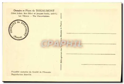 Ossuarium i Molo Douaumont — Komunika cyrkularne — Héliogravure — Rewers