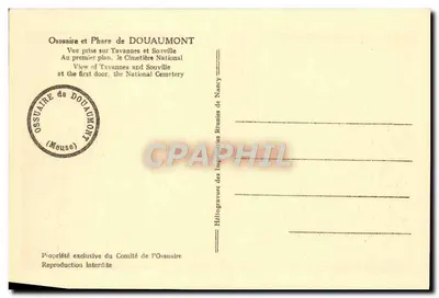 Fort Tavannes i Fort Souville — widok z bliska, Ossuaire de Douaumont — Héliogravure des Impériales Réunies — Rewers