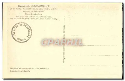 Estátua de Santa Teresinha do Menino Jesus — Ossuário de Douaumont — Editor: Héliogravure Imprensa de Reuves — Verso
