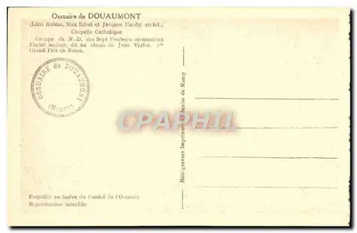 Ossuarium w Douaumont — Katedra Katolicka — Grupa NMP z Siedmioma Bolesnymi nad ołtarzem głównym, rzeźba Jeana Véziena, 1. Grand Prix de Rome — Rewers
