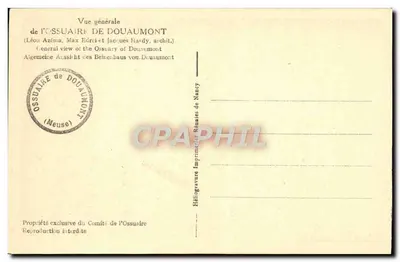 Ossuaire de Douaumont — ogólny widok — Héliogravure Komitetu Ossuaria Nancy — Rewers
