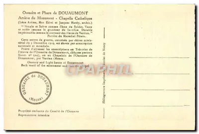 Ossuarium i Molo w Douaumont — Tył Monumentu - Katedra Katolicka — Wydawnictwo z Nancy — Rewers