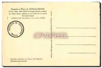 Ossuaire i Molo w Douaumont — Léon Azéma, Max Edrei i Jacques Hardy, architekci — Heliografię wydawnictw z Nancy — Rewers