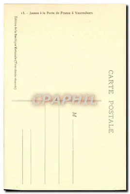 Jeanne przy Portalu Francji w Vaucouleurs — Wydawnictwo Narodowej Bazyliki — Rewers