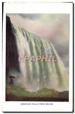 Cascate del Niagara — Vista della Cascata del Cavallo di Ferro vista dal Canada — Vista della Cascata Americana vista da sotto — editore non visibile — Verso