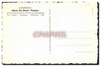 Hôtel du Mont-Thabor — Lourdes — éditeur : Cle des Arts Photomécaniques — Rewers
