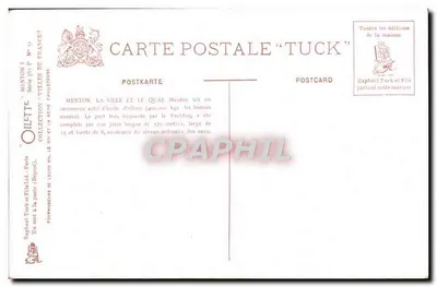 Menton — Miasto i Przystań — wydawca Oilette, n° 51 — Rewers