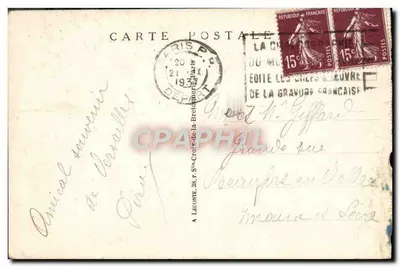 Stara pocztówka Versailles Widok samochodu koronacyjnego Karola X — Rewers